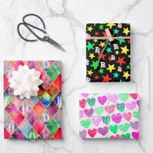 Hoja De Papel De Regalo Monograma personalizado para el receptor de regalo