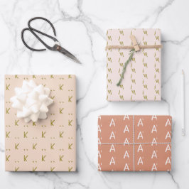 Hoja De Papel De Regalo Monograma suave de color rosa mínimo
