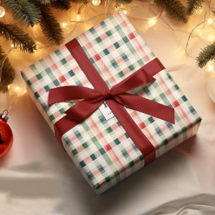 Hoja De Papel De Regalo Monograma suave Evergreen Gingham