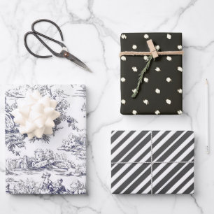 Hoja De Papel De Regalo Monograma vintage floral toile de jouy