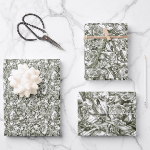 Hoja De Papel De Regalo Monotone Cottagecore whimsy floral