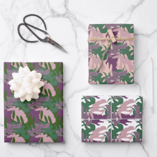 Hoja De Papel De Regalo Monstera Hoja Tópica Verde Púrpura Jungla