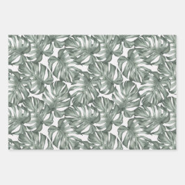 Hoja De Papel De Regalo Monstera Tropical Moderna Hawaiana