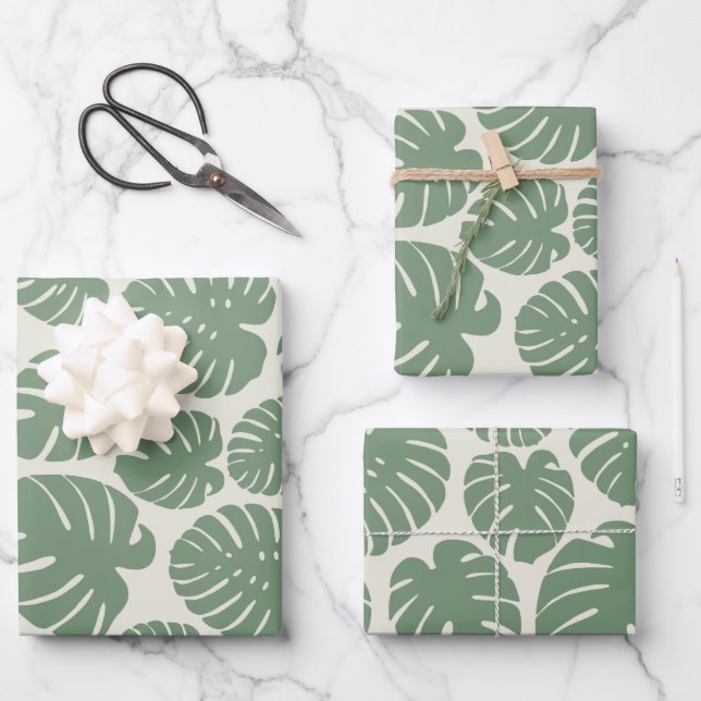 Hoja De Papel De Regalo Monstera - Verde (Anverso)