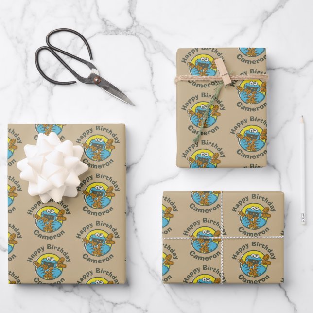 Hoja De Papel De Regalo Monstruo de las Galletas Retro (Anverso)