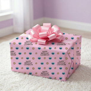 Hoja De Papel De Regalo Monstruo de las galletas y galletas patrón rosa
