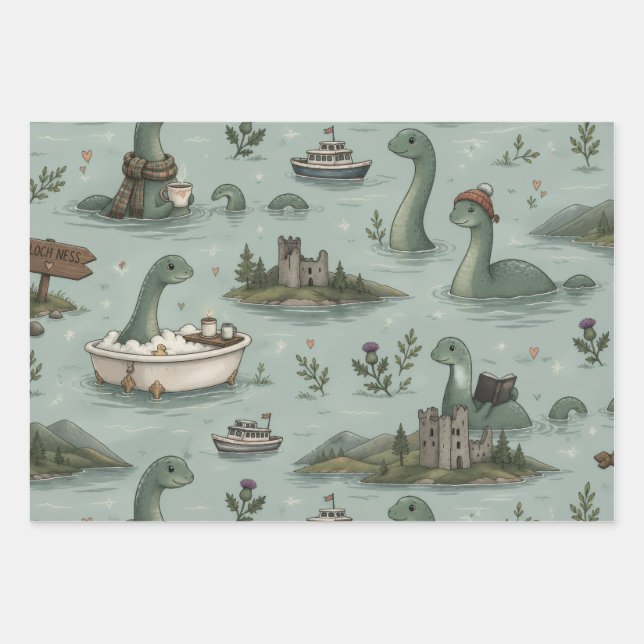 Hoja De Papel De Regalo Monstruo del Lago Ness (Anverso)
