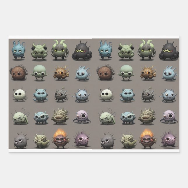 Hoja De Papel De Regalo Monstruos extranjeros divertidos (Anverso)