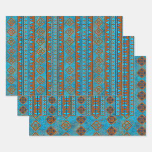 Hoja De Papel De Regalo Montaña suroeste picos turquesa geométrico