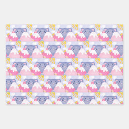 Hoja De Papel De Regalo Montañas de Gato y Invierno Con Un Sol Acondiciona