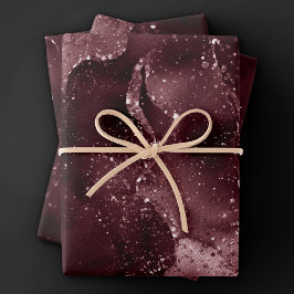 Hoja De Papel De Regalo Moody Agate | Wine Bordeaux Sangria Merlot Maroon