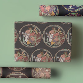 Hoja De Papel De Regalo Moody Art Deco Flor Bouquet