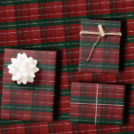 Hoja De Papel De Regalo Moody Burgundy and Hunter Green Stripe Plaid Xmas