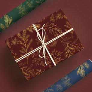 Hoja De Papel De Regalo Moody Gold y Jewel Tont Botánicos Rústicos De Invi