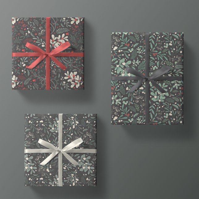 Hoja De Papel De Regalo Moody Modern Winter Botánicos Navidades Floral (Subido por el creador)