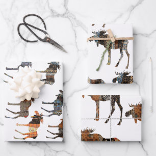 Hoja De Papel De Regalo Moose On the suelto