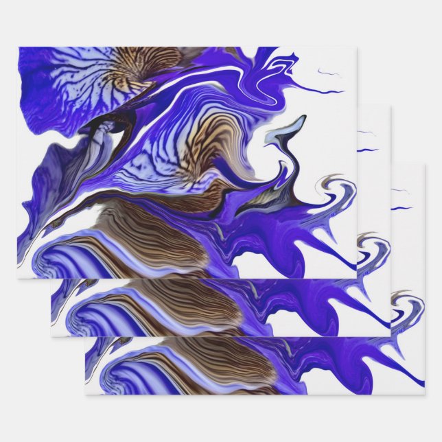 Hoja De Papel De Regalo Morado Iris Flower Swirls (Set)
