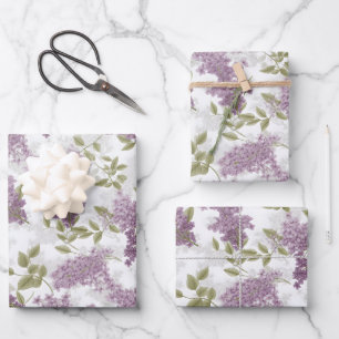Hoja De Papel De Regalo Morado Lilac Watercolor Floral