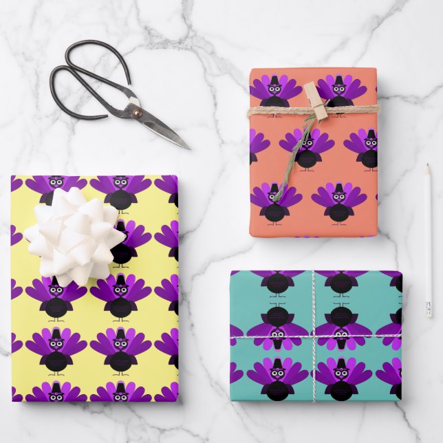 Hoja De Papel De Regalo Morado Tom Turquía (Anverso)