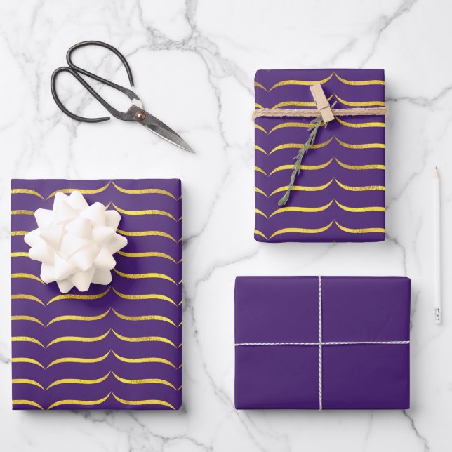 Hoja De Papel De Regalo Morado y oro (Anverso)