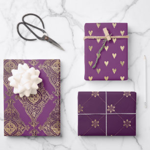 Hoja De Papel De Regalo Morado y oro París temática