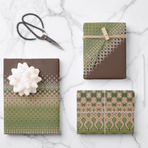 Hoja De Papel De Regalo Morph green brown Paper Pack 3