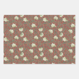 Hoja De Papel De Regalo Morris Park Copper y Demanda Floral Verde