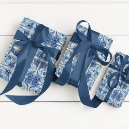 Hoja De Papel De Regalo Mosaico antiguo en azul delft