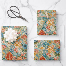 Hoja De Papel De Regalo Mosaico de jardín bohemio