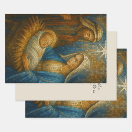 Hoja De Papel De Regalo Mosaico de vidrio tintado de la Natividad | Sagrad
