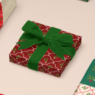 Hoja De Papel De Regalo Mosaico de vieiras con Navidades Holly Branch Berr