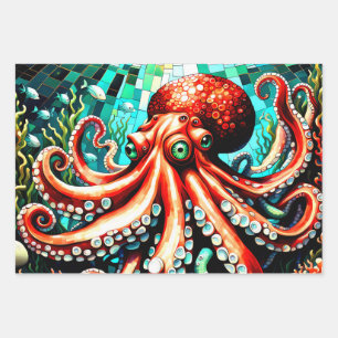 Hoja De Papel De Regalo Mosaico del pulpo