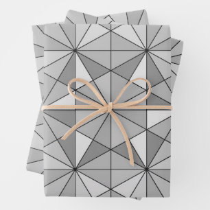 Hoja De Papel De Regalo Mosaico triángulo gris negro blanco Patrón retro