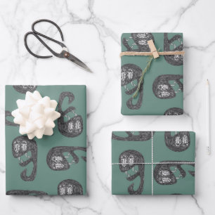 Hoja De Papel De Regalo Motif de ilustracion de serpiente con estilo esque