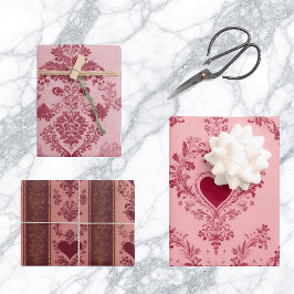 Hoja De Papel De Regalo Motivo de Corazón de Pastel Delicado Patrón Floral