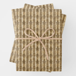 Hoja De Papel De Regalo Motivos en Rayas sobre Marrón y Beige