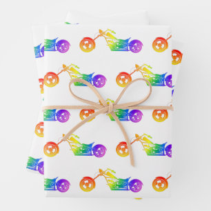 Hoja De Papel De Regalo Motocicleta arco iris