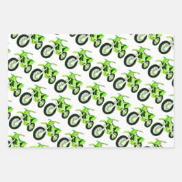 Hoja De Papel De Regalo Motocicleta verde, roja, azul