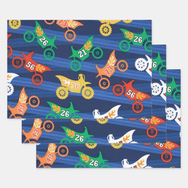 Hoja De Papel De Regalo Motorama Dirt Bikes (Set)