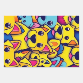 Hoja De Papel De Regalo Muchos perros amarillos felices