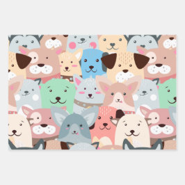 Hoja De Papel De Regalo Muchos Perros Coloridos Diseño