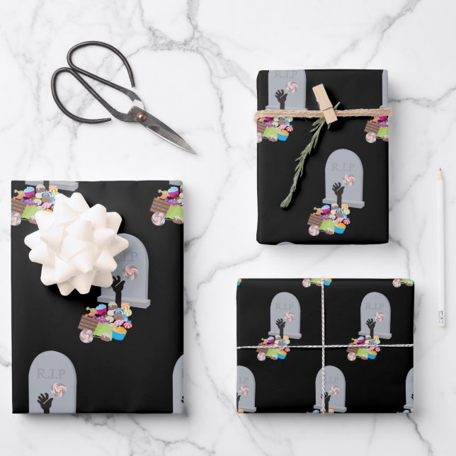 Hoja De Papel De Regalo Muerte por diseño de Candy Halloween (Anverso)