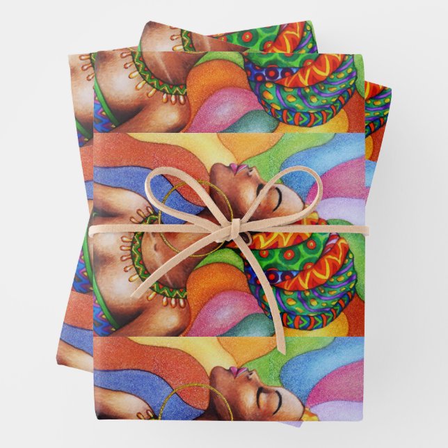 Hoja De Papel De Regalo Mujer africana con tejidos tradicionales de cera (In situ)