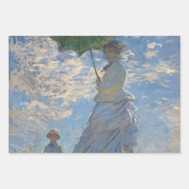 Hoja De Papel De Regalo Mujer con parasol | Paisaje francés (Anverso)