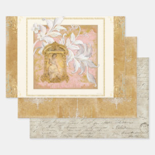 Hoja De Papel De Regalo Mujer elegante de Rococo Ephemera de la época dor