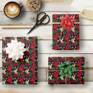 Hoja De Papel De Regalo Mujer Elegante Máscara Veneciana Rojo Verde