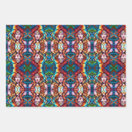 Hoja De Papel De Regalo Mujer guerrera psicodélica