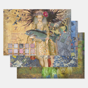 Hoja De Papel De Regalo Mujer Piscis Vintage Gótico Clásico