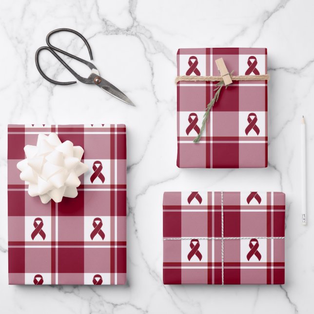 Hoja De Papel De Regalo Multiple Myeloma Cancer Awareness Plaid (Anverso)