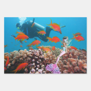 Hoja De Papel De Regalo Muñeca famosa vestida como sirena